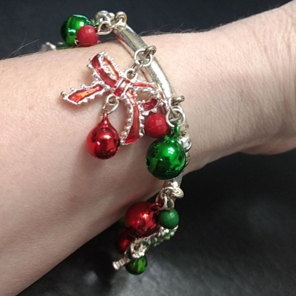 Jingle all the way silver tone bracelet